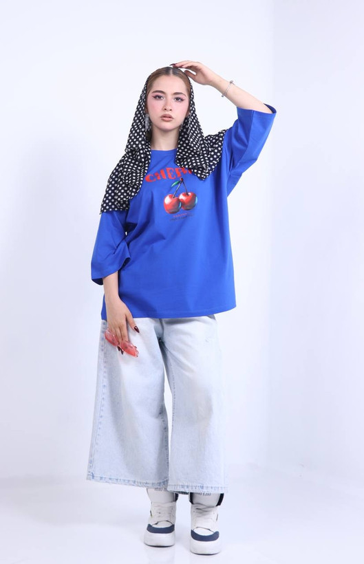 تیشرت باکسی آستین سهربع سوپر پنبه